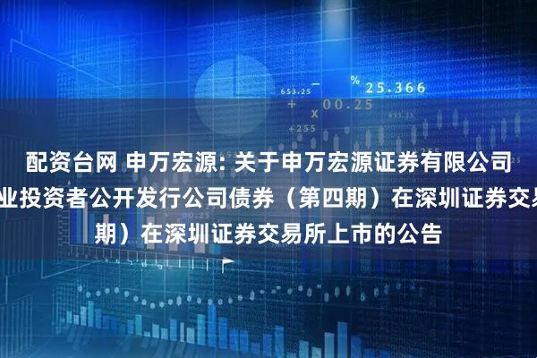 配资台网 申万宏源: 关于申万宏源证券有限公司2025年面向专业投资者公开发行公司债券(第四期)在深圳证券交易所上市的公告